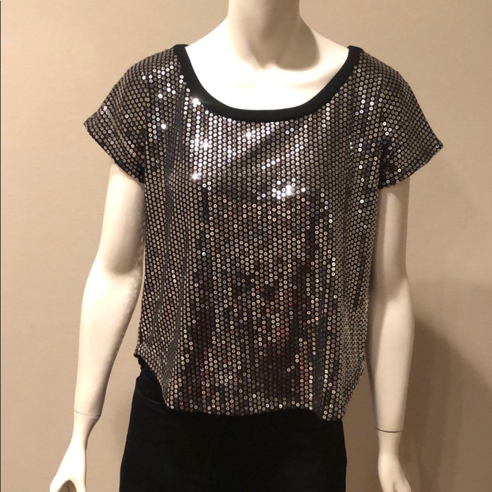 Just Ginger Black with Silver Sequin Top: M